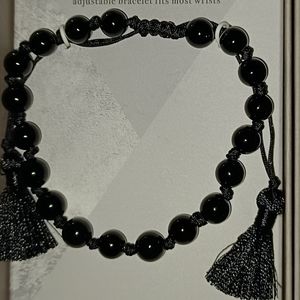 LUNA NORTE FOR EVERYBODY UNISEX BLACK ONYX GEMSTONE BRACELET ADJUSTABLE NEW IN
